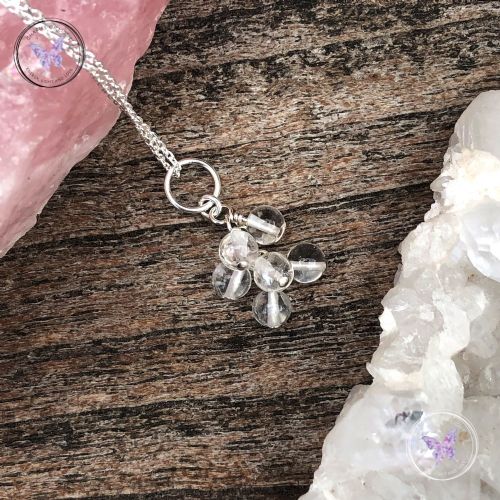 Clear Quartz Cluster April Birthstone Necklace